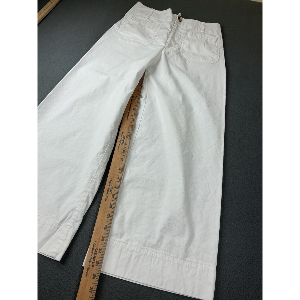 Maeve Pants Womens 29 White Cropped Wide-Leg Twill Stretch Pockets Cuffed - Picture 2 of 11